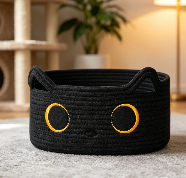 Multi-functional Foldable Pet Storage Basket with Handle, Home Organizer Box - Image 2