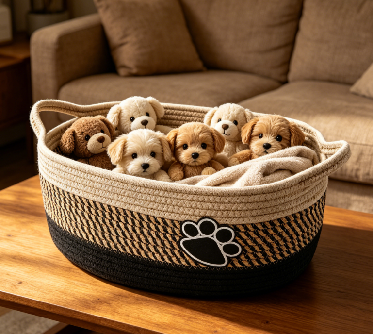 Cotton Rope Woven Multi-purpose Storage Basket, Home Organizer Basket, Blue
