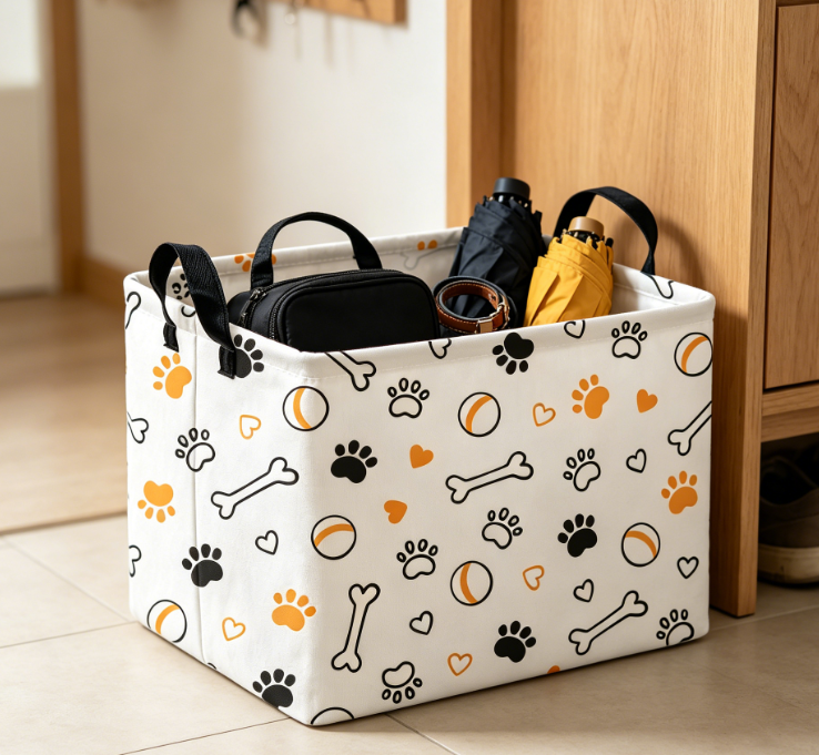 Large dog toy storage box, pet supply organizing basket, living room decoration style - Image 2