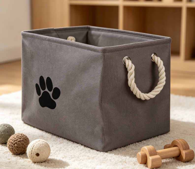 Foldable pet storage box, small rectangular, gray - Image 2
