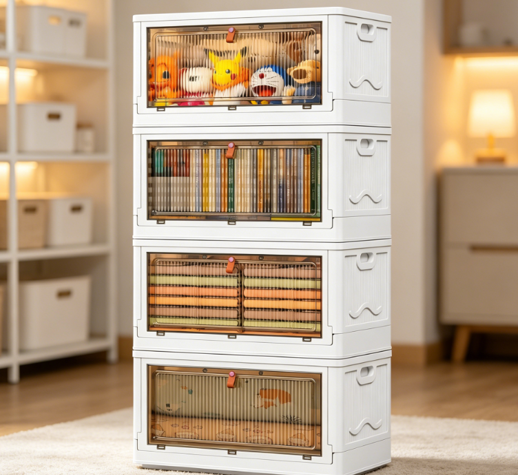 Multi-layer wheeled storage box, foldable plastic organizer, large capacity organizing system - Image 2