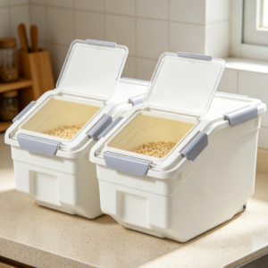 Two-piece pet food storage box set, multi-purpose airtight storage container for kitchen