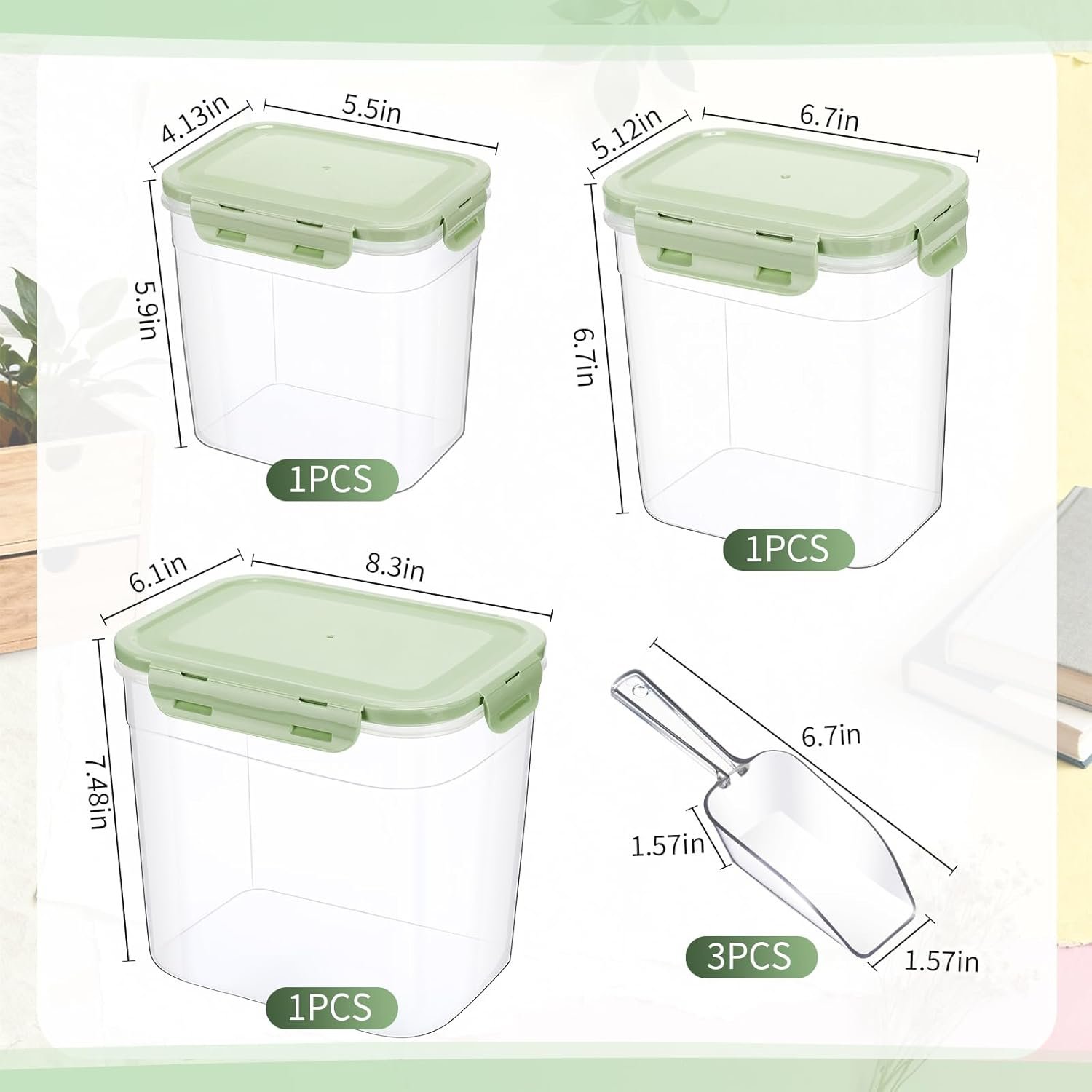 Multi-Size Pet Food Storage Box Sets, Stackable Kitchen Storage Containers - Image 2