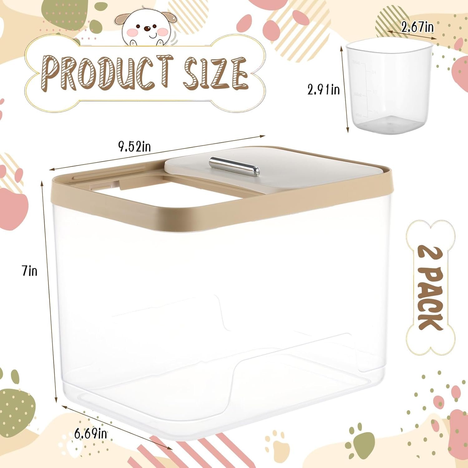 Double-Pack Sealed Pet Food Storage Boxes with Measuring Spoon - Image 2