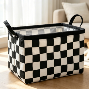Large canvas pet toy storage box, foldable storage box with lid