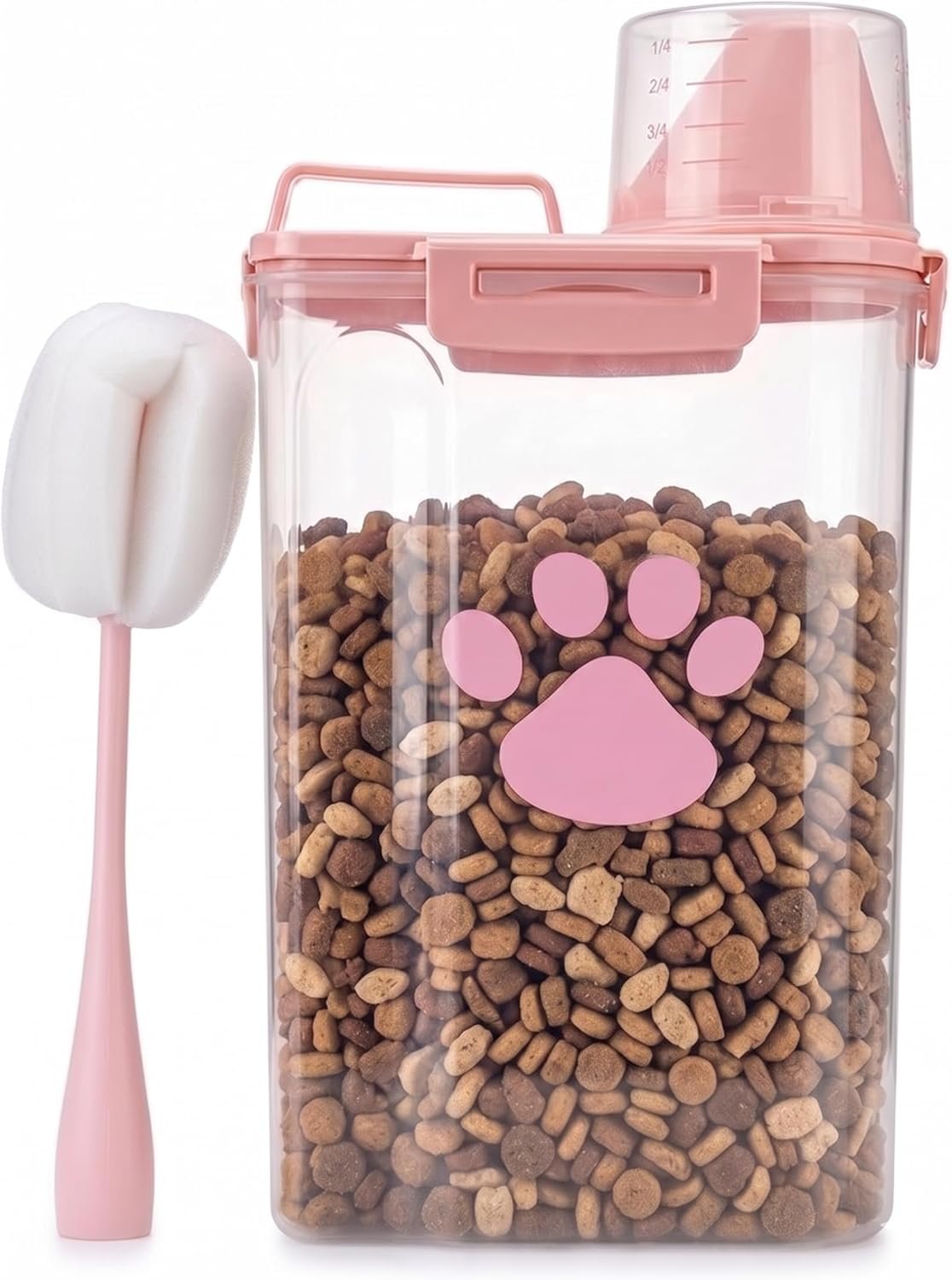 Pet Food Storage Buckets with Cleaning Brush, Enhanced Dispensing Design