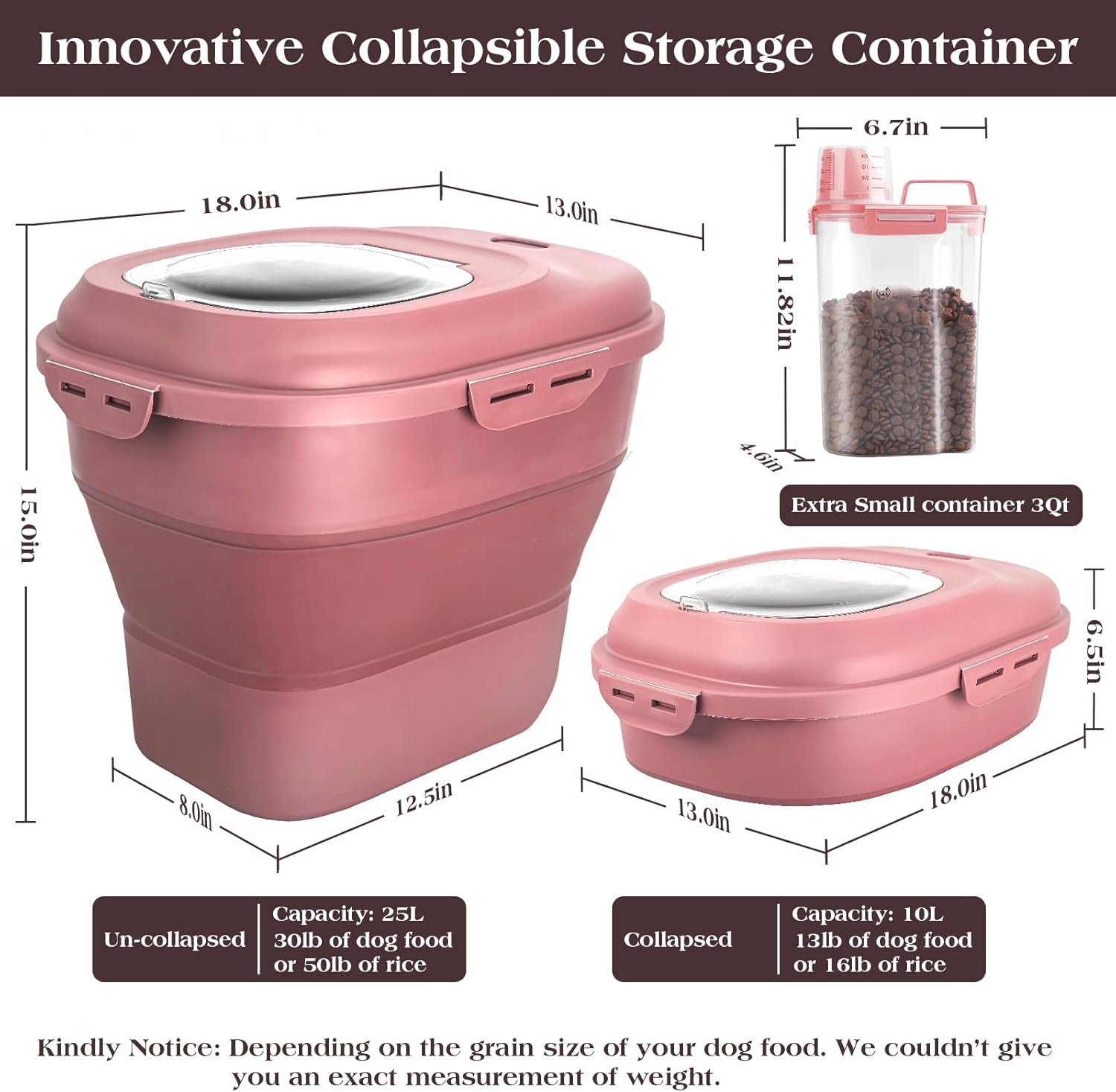 Large-Capacity Foldable Pet Food Storage Buckets with Wheels - Image 2