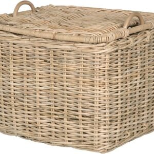 Ribbon rectangular storage basket with lid, home storage box, universal for laundry and toys