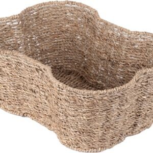 Bone-Shaped Rattan Pet Toy Basket, Hand-Woven Storage Box