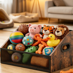 Round paw print pattern pet storage basket, gray